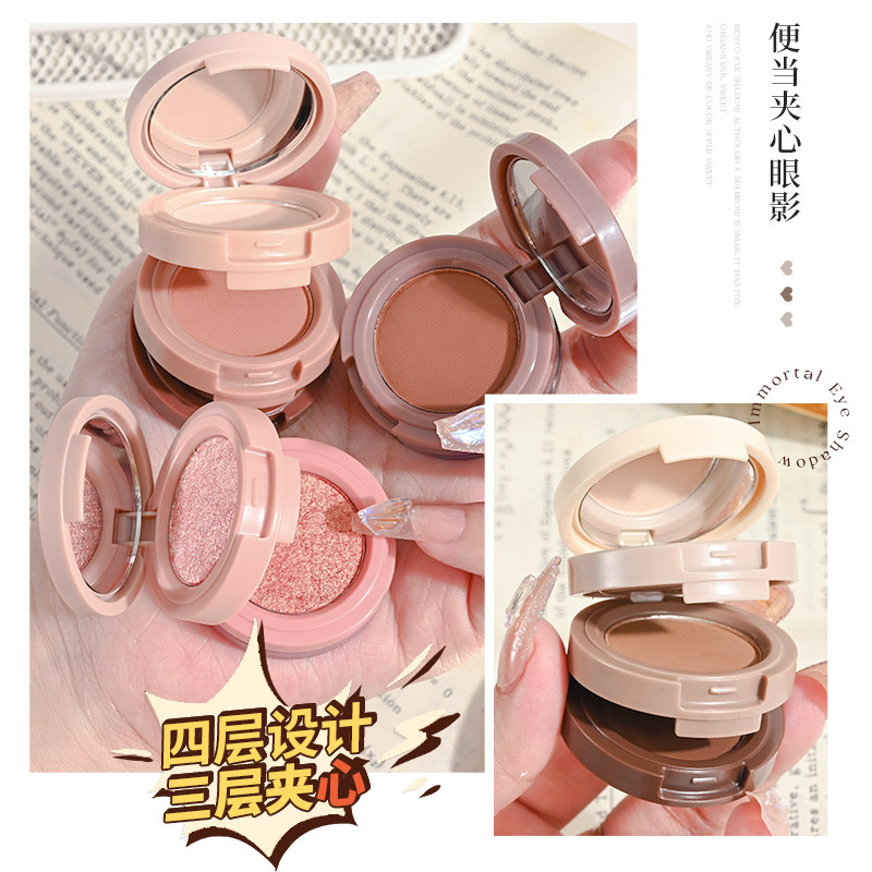 K'APEINE Macarons Sombra de ojos de sándwich de tres capas Perlas mate, destello, luz brillante, cinta de la tierra, espejo, silueta de la nariz