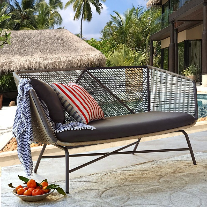 Balcony casual chair Outdoor homestay courtyard garden outdoor open -air waterproof single rattan chair Simple rattan sofa chair 4