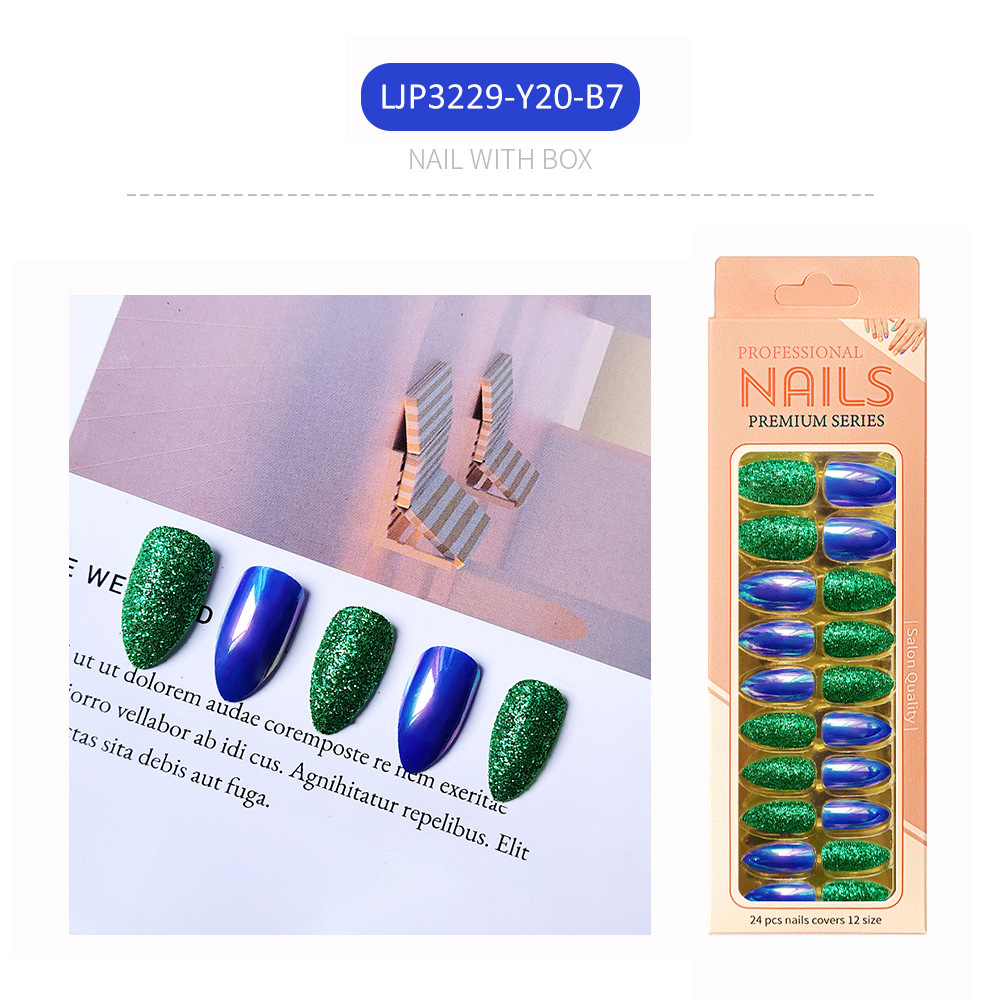 Uñas postizas largas europeas y americanas, uñas postizas puntiagudas largas, pegatinas de uñas con diseño de pico de águila, en caja, con brillo mate.