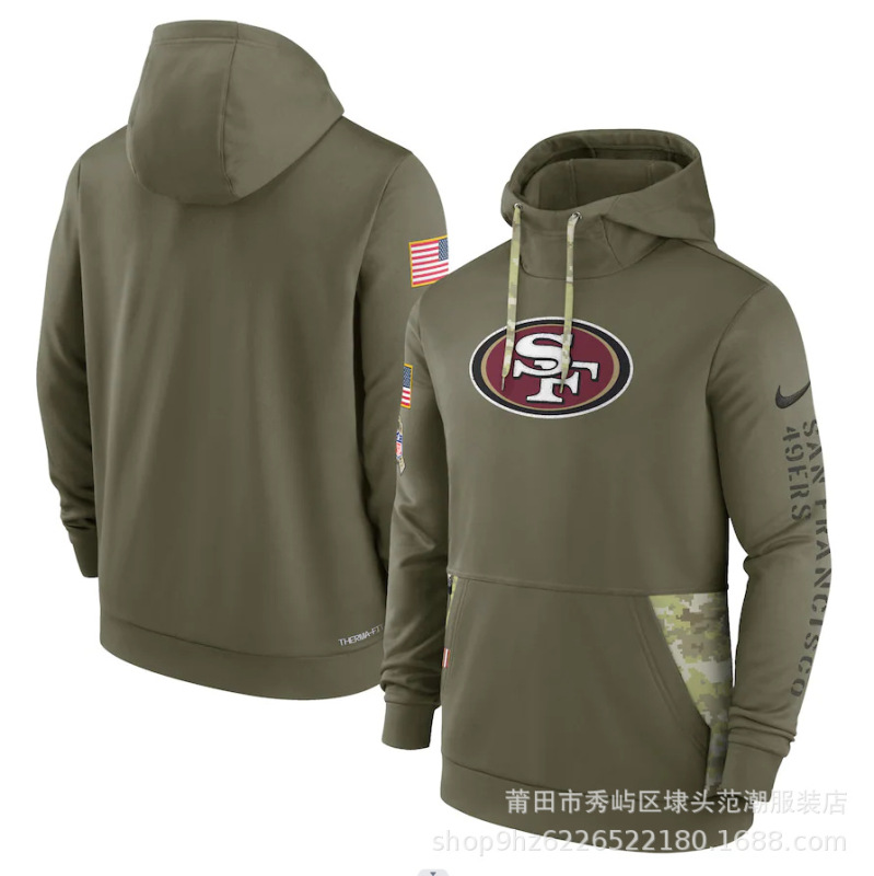 现货18军绿款nfl致敬版男士长袖卫衣运动健身连帽衫橄榄球运动|undefined
