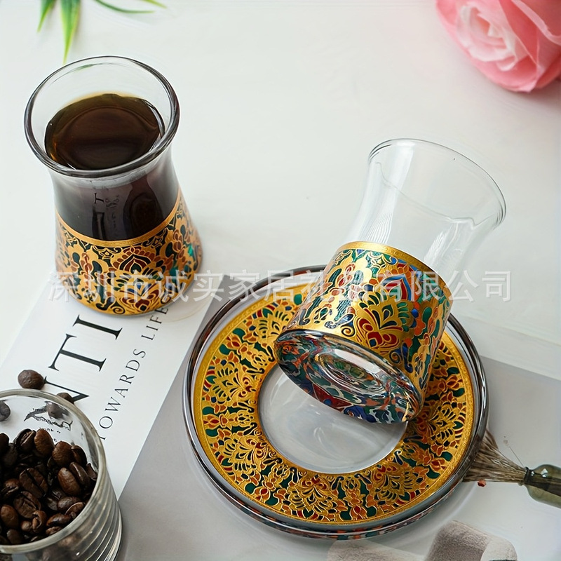 Turkish Coffee Cup with High Aesthetic Appeal, Niche Specialty Glass Cup Set of 4/12 Pieces, Afternoon Tea Cup with a Sense of Design