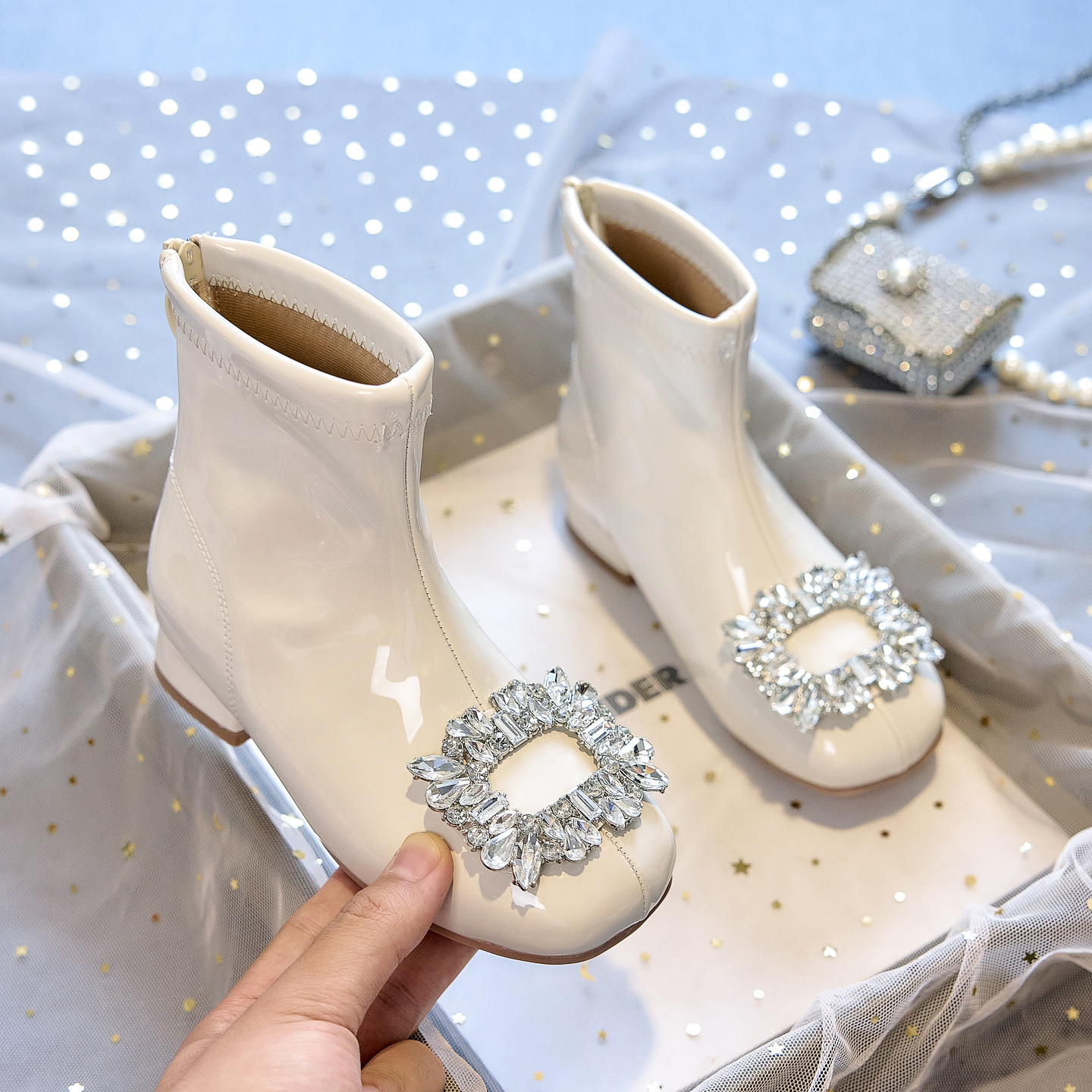 Girls' Boots 2026 New Autumn and Winter Red Leather Boots Fleece-Lined Baby Boots Little Girl Princess Kidsren's Short Boots