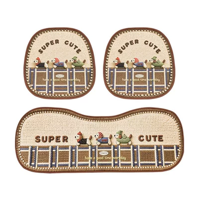 Cushion, Universal for All Seasons, High-End: Seat cushion, seat cover - three-dachshunds-five-small-three-piece-sets