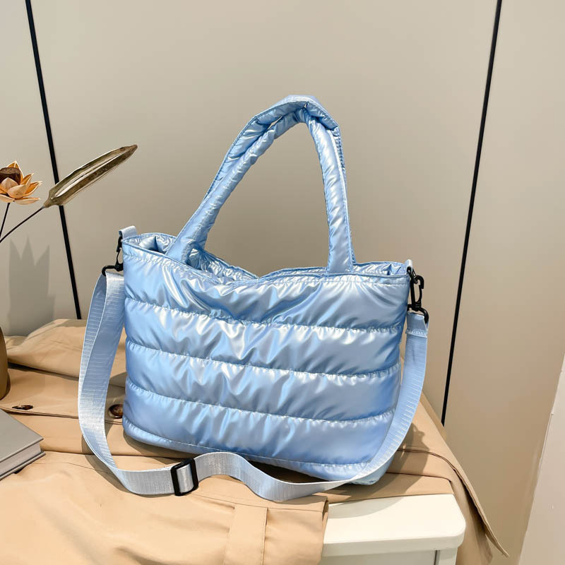 Nuevo bolso de plumón transfronterizo para mujeres bolso de hombro casual europeo y americano bolso de moda bolso de algodón ligero universal