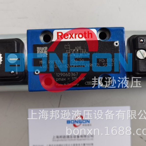 REXROTH力士乐，4WE6D46-62/OFEG24N9K72L-SO407，R901235381