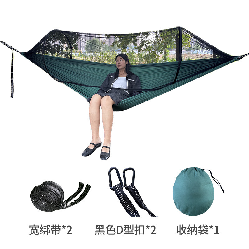 新型自動速開蚊帳ハンモックシングル二人屋外キャンプレジャー防蚊虫ハンモッククロスボーダー人気ブランコ|undefined