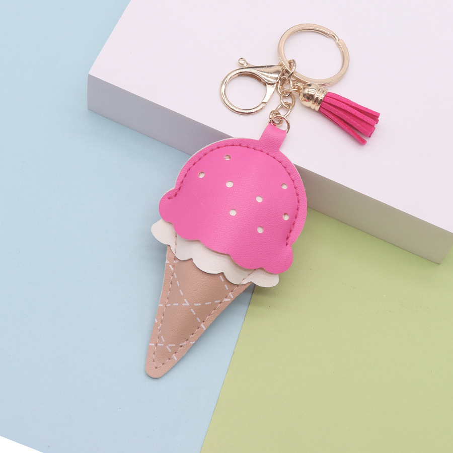 Creativo helado bolso de cuero colgante llavero helado dulce lindo colgante de cuero colgante mochila decoración