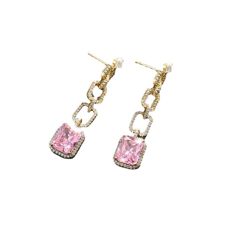 Joyería de Xuking europeo y americano transfronterizo simple cuadrado con incrustaciones de circonio de alto grado pendientes de nicho exquisitos pendientes de la joyería para las mujeres