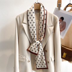 小長條窄絲巾女百搭春秋季髮帶圍脖子裝飾長款薄圍巾方巾韓系領巾