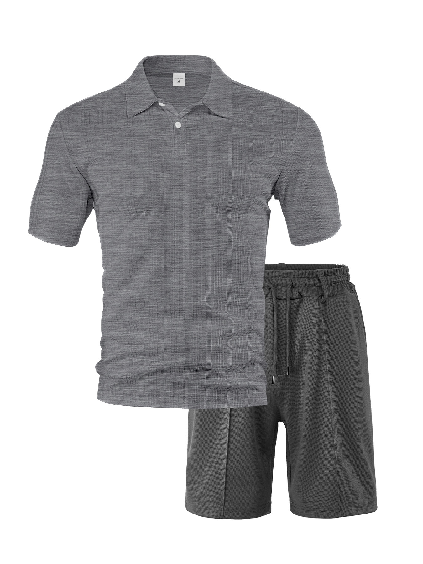 2026 ropa de hombre transfronteriza nueva paleta europea y americana hombre deportivo casual poliéster imitación de cáñamo pequeño conjunto de camiseta de solapa cuadrada