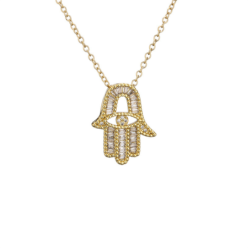 Fashion Devilu0027S Eye Palm Copper Pendant Necklace Inlay Zircon Copper Necklaces