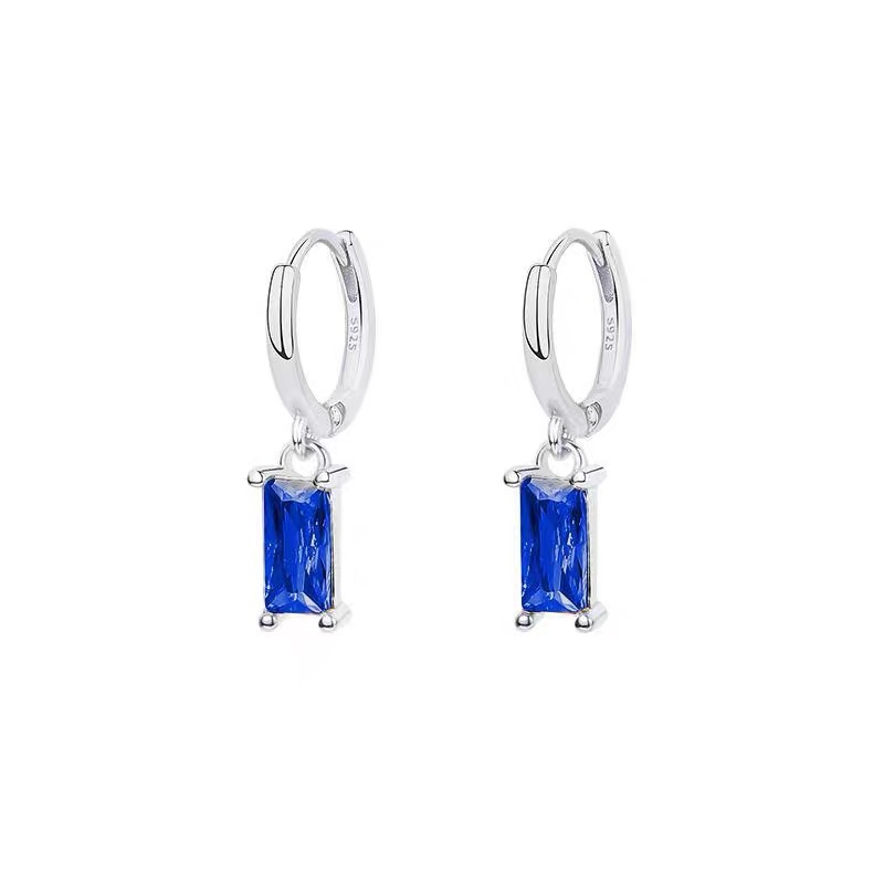 925 plata esterlina pendientes de zircón de color mujer Europa y América ligera de lujo cuadrados pendientes temperamento in pendientes pendientes de orejas