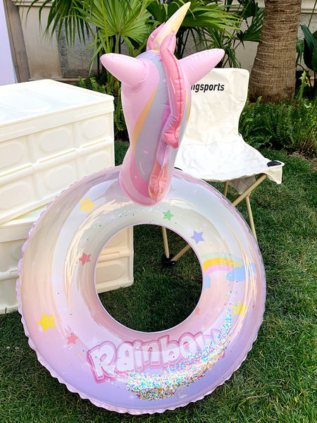 Fashionable rainbow inflatable swimming ring