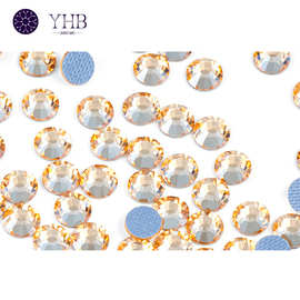 YHB工厂环保精品玻璃烫钻平底钻圆形服装辅料满钻金色魅影香槟色