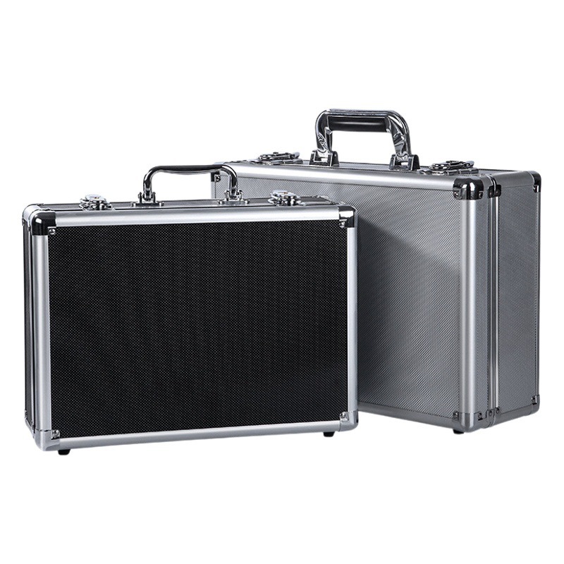 Caja de herramientas portátil de aleación de aluminio caja de archivos de contraseña equipo de hardware de seguro de almacenamiento de tarjeta de sonido grande caja pequeña