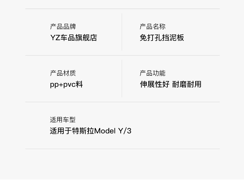 Suitable for the New Version of Tesla Model Y/3/Yl, No-Drill Mudguards, Front and Rear Wheel Splash Guards, Sand-Blocking Accessories