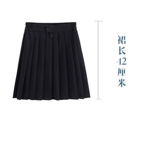 日系甜美JK制服裙百搭学院风校服班服纯色百褶a短裙中长裙半身裙|undefined