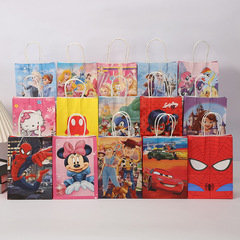 現物卸売りクラフト紙漫画手提げ袋誕生日パーティープレゼント包装袋はロゴレジ袋を印刷できる