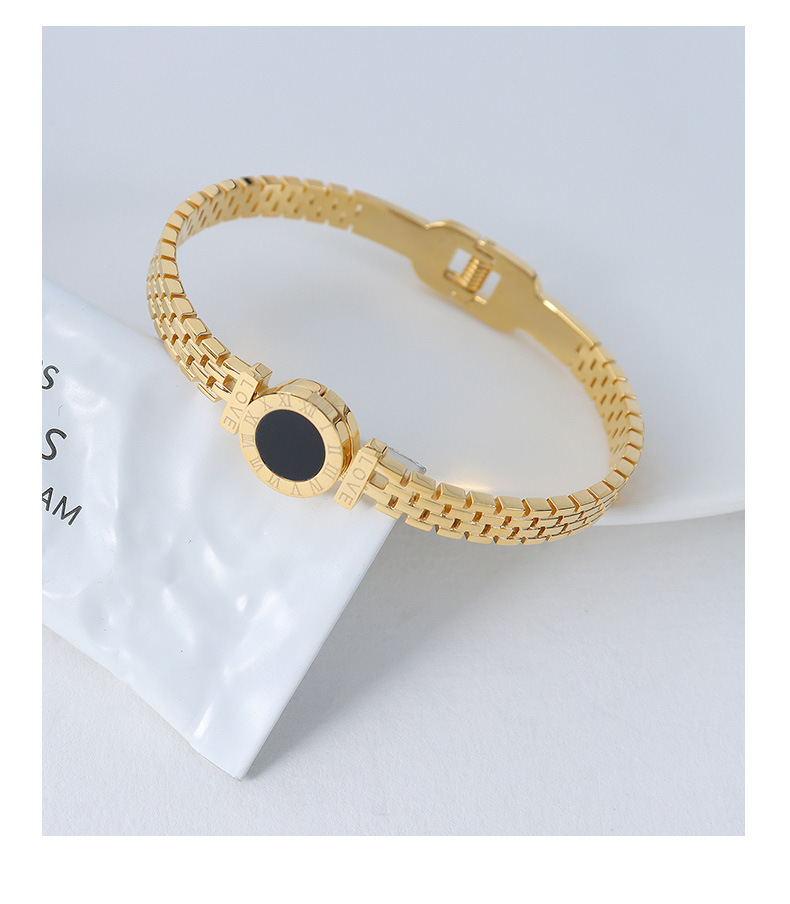 Retro Roman Number Bracelet Fashion Simple Titanium Steel 18k Gold Plated Bracelet display picture 6
