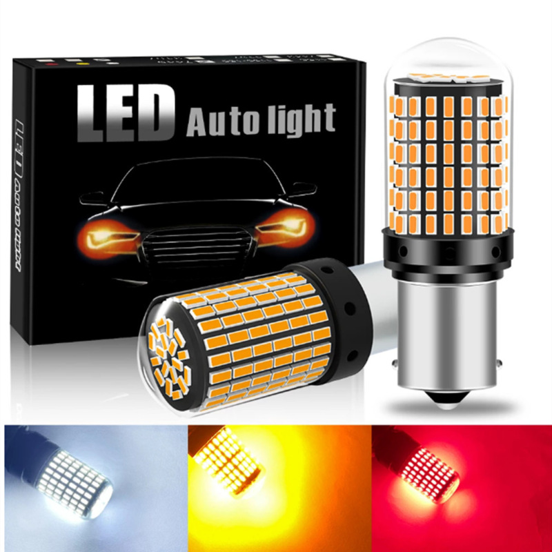 車の LED ブレーキライト 1157 3014 144smd 電球ハイライト抗ストロボ 1156 ターンシグナル Canbus|undefined
