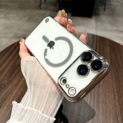 适用苹果17ProMax无边框磁吸充手机壳iPhone16电镀透明14保护套12