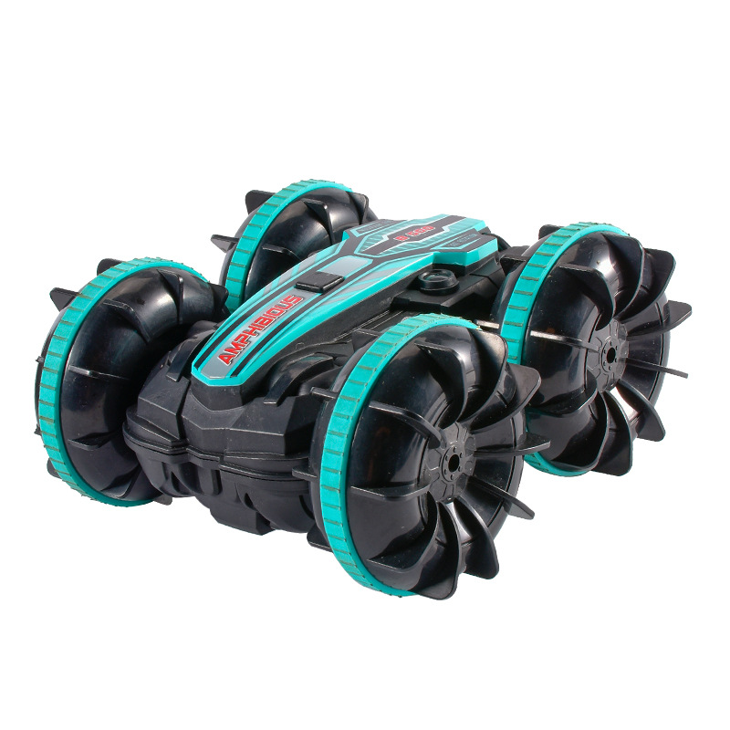 Cross-Border 2.4g Amphibious Four-Wheel Drive Stunt Remote Control Car Double-Sided Rolling and Rotating Kidsren's Electric Tank Toy