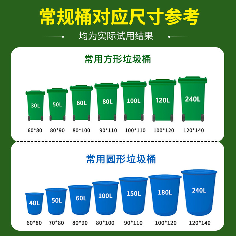 Bolsa de basura de gran tamaño Bolsa de basura de boca plana negra gruesa Bolsa de basura de protección ambiental desechable al aire libre para mayoristas