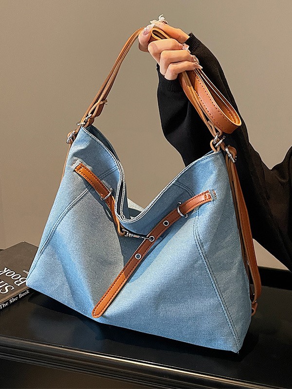 Bolsa de hombro de denim para mujeres 2025 primavera retro alta sensación bolso de hombro de gran capacidad tote bag de viaje