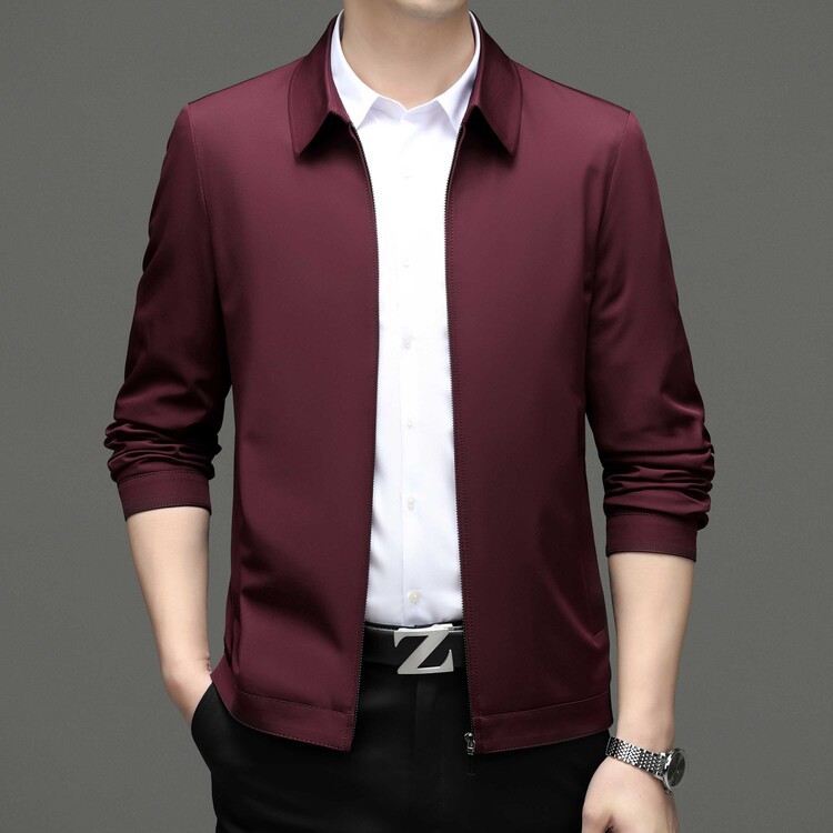 1 Giacca da uomo di mezza età di alta qualità, modello da papà, autunno 2025, nuova giacca casual da lavoro, tinta unita, con cerniera, da uomo_voghion.com
