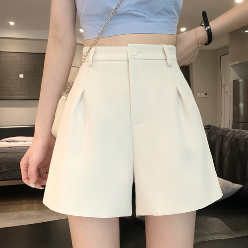 Black shorts for women, summer thin version, small figure high-waisted slimming casual pants, wide-leg pants, suit shorts