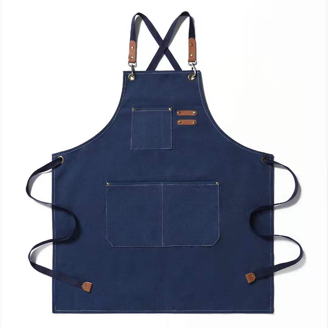 Cross-Border Thickened Cotton Canvas Plain Apron Coffee Tea Shop Apron Household Kitchen Gardening Work Clothes Small Apron