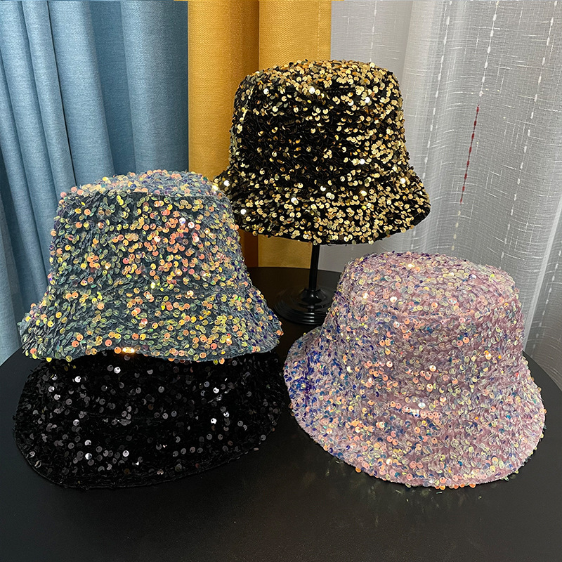 women girls sequined jazz dance hats for female rapper gogo dancers sequins glittering hat shows leap di hats