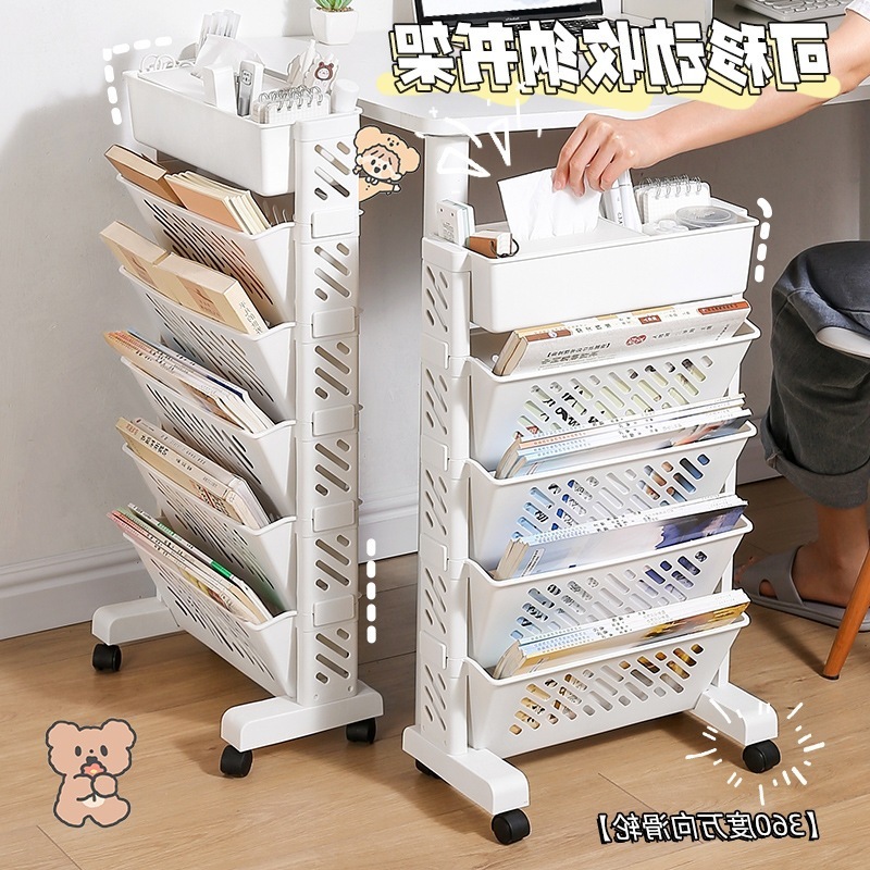 Movable Classroom Desk-Side Bookshelf Wall-Mounted Desk Book Combination Storage Bookshelf Hanging Cart Storage