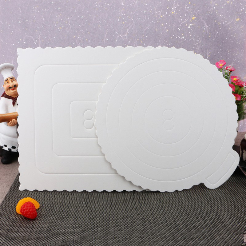 8寸白卡加厚蛋糕托圆方形花边生日蛋糕底托裱花工具面包烘焙硬拖