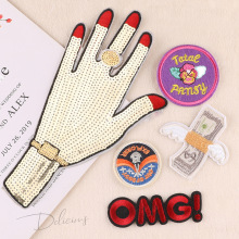 欧美风补丁贴跨境电商货源电脑绣花标服装辅料亮片布标刺绣贴布贴