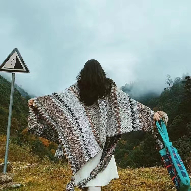 Qinghai ezera tuksneša senā pilsēta, Xizang, Xinjiang tūrisma lielizmēra šalle sieviešu šalle silta etniskā vēja apmetņa mētelis_voghion.com