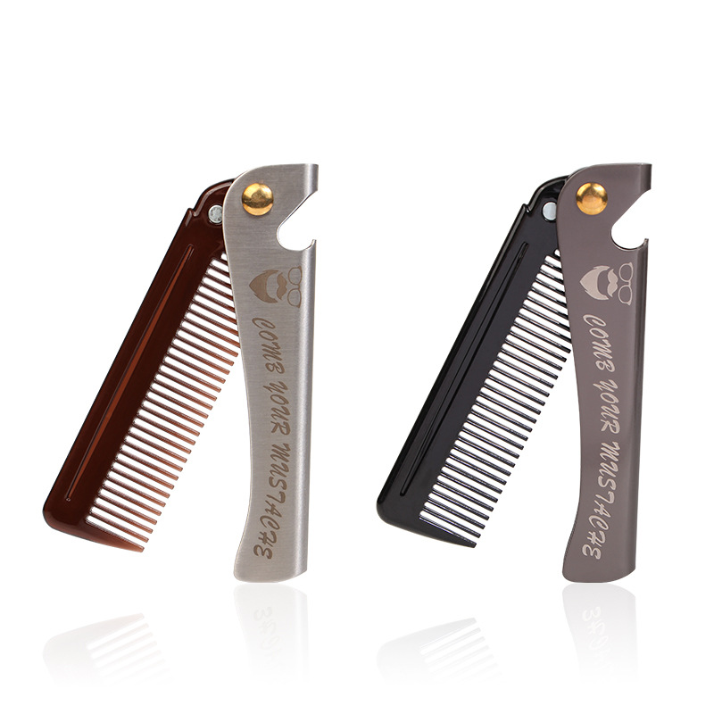 Luotts vintage aceite cabeza modelado peine galvanoplastia Acero inoxidable plegable barba peine portátil peine del pelo con la barba