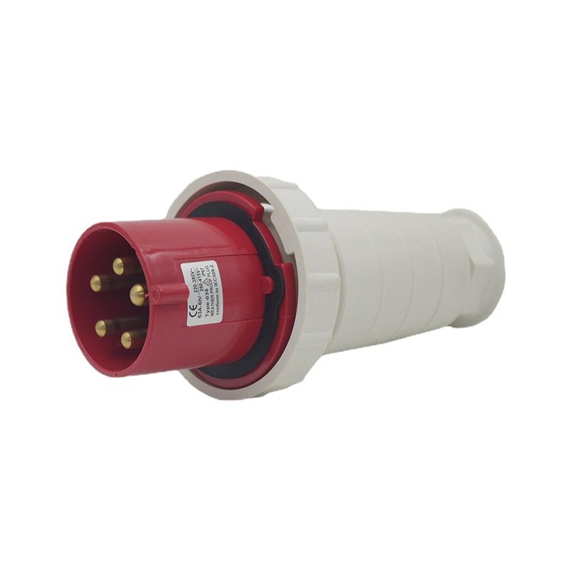 5P63A工业插头防水插头IP67 63A 380V 防雨插头035一代红色插头