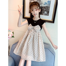 女童连衣裙夏装新款小女孩裙子大童女装甜美波点中裙女宝宝公主裙