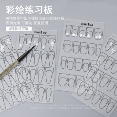 美甲初学者彩绘练习板画花光疗展示板透明反复使用彩绘胶花朵工具