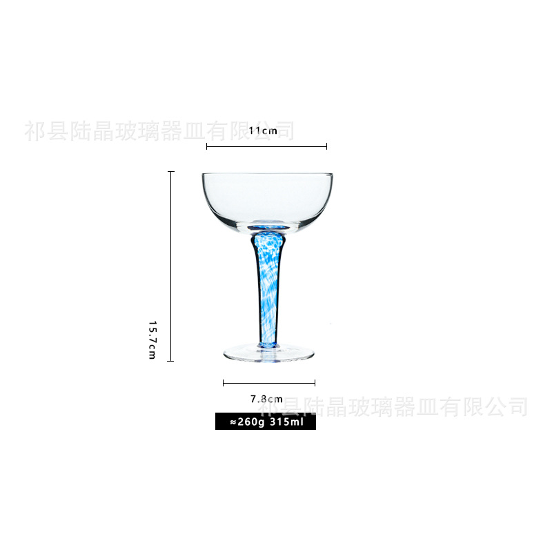 Lu Jing azul patrón flor semilla Copa artificial soplado taza de vino tinto cristal vidrio hogar vidrio de vino