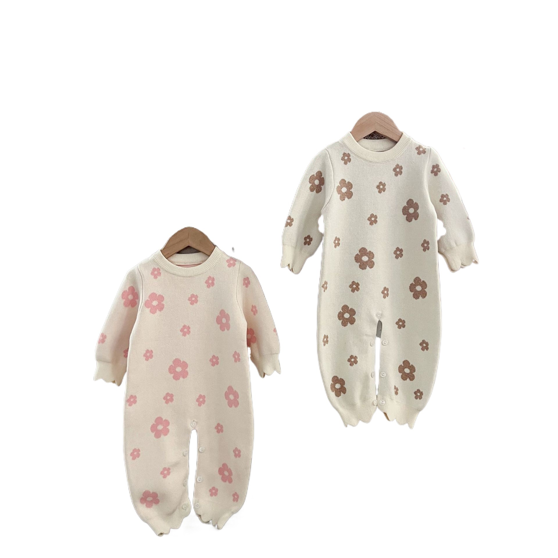 Ins coreano niñas bebés de algodón de flor de lana trajes de trajes de escalada para niños pequeños fácil de usar suéter de camiseta