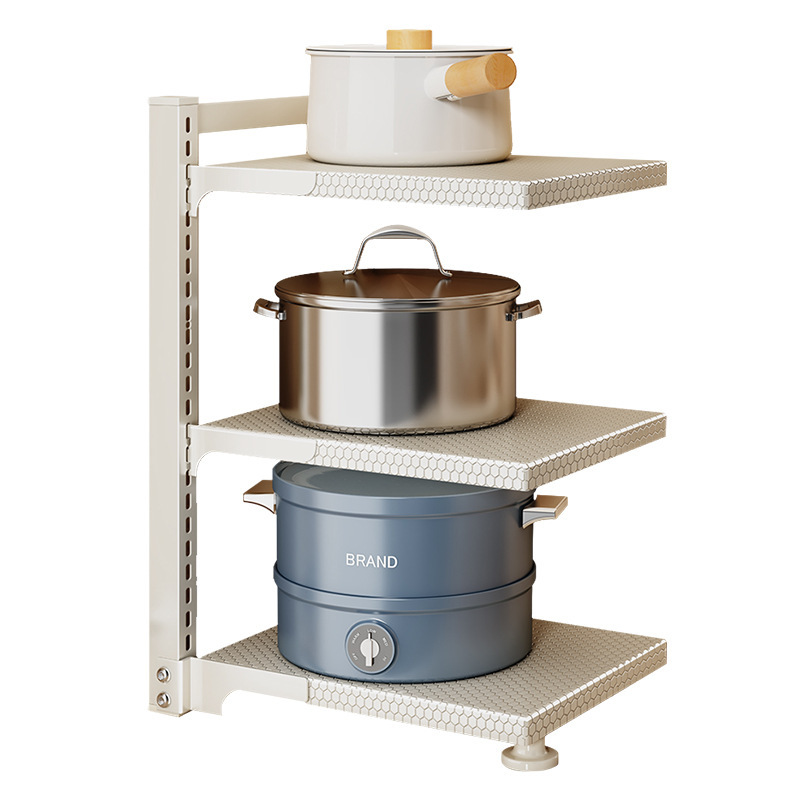 ガンメタルグレーキッチンポットラック多層収納ラック折りたたみ式多機能収納ポットラックシンク下フロアカウンタートップ|undefined