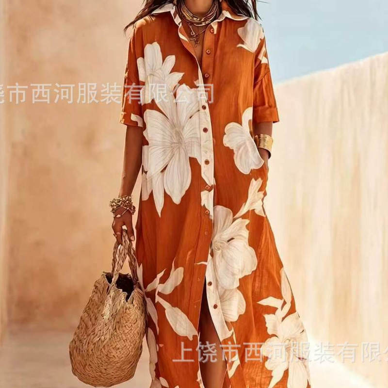 Women's New 3D Digital Print Mid-Sleeve Long Shirt Summer Women's Clothing Holiday Style Women's New 3D Digital Print Mid-Sleeve Long Shirt Summer Women's Clothing Holiday Style