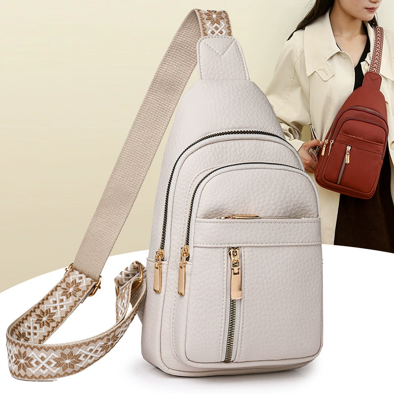 Retro chest bag, universal polyurethane shoulder bag, one-shoulder bag for leisure