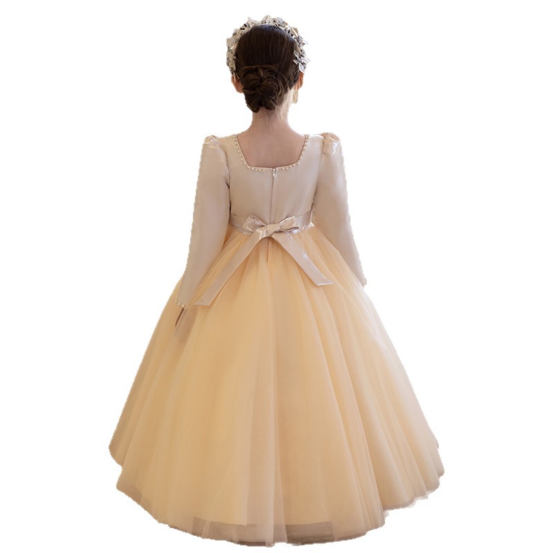 Girls' Princess Dresses for Wedding Flower Girl Birthday Autumn Winter Emcee Piano Performance - Little Girls' Costume Outfits_voghion.com