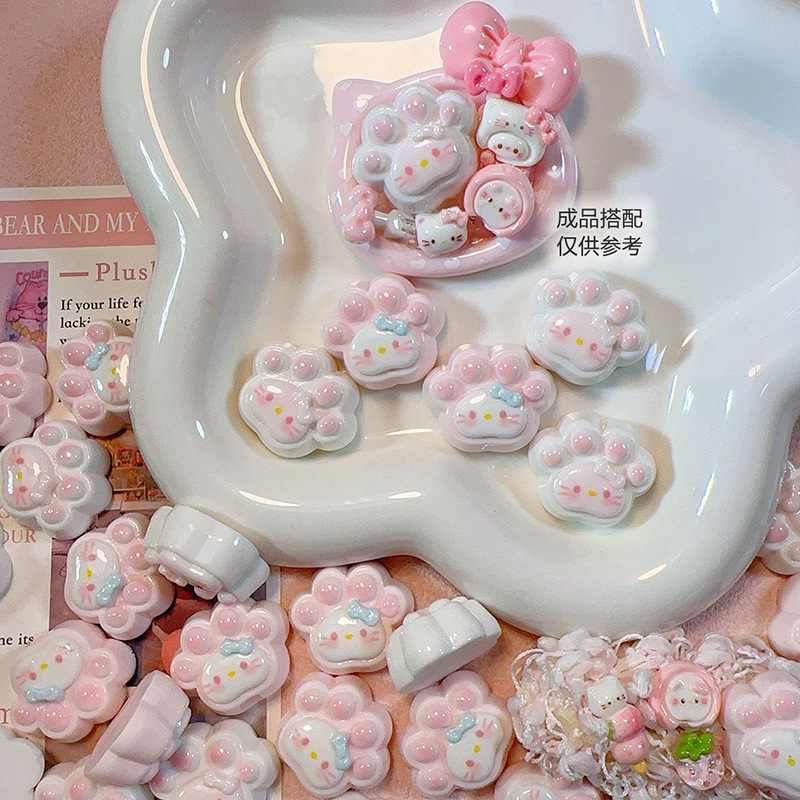 Brillante gato garra DIY accesorios de resina adyacentes de goma crema caja de teléfono móvil pinzas de pelo manuales adyacentes de cabello nevera botones de zapatos