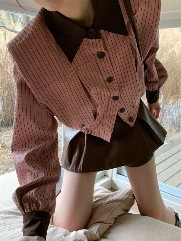 法式减龄时尚套装女秋装茶系小个子上衣今年流行小香风裙子两件套|undefined