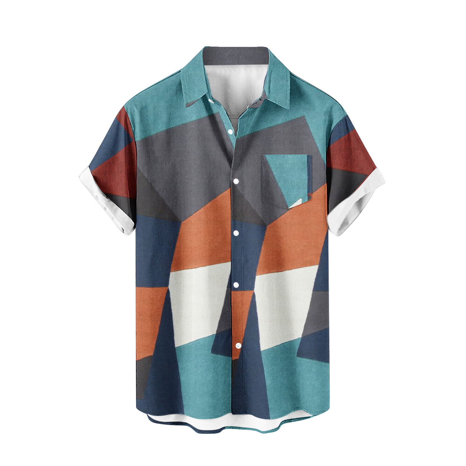 2024 comercio exterior europeo y americano transfronterizo exclusivamente para camisas de manga corta para hombres color de costura impresión digital 3D blusa casual