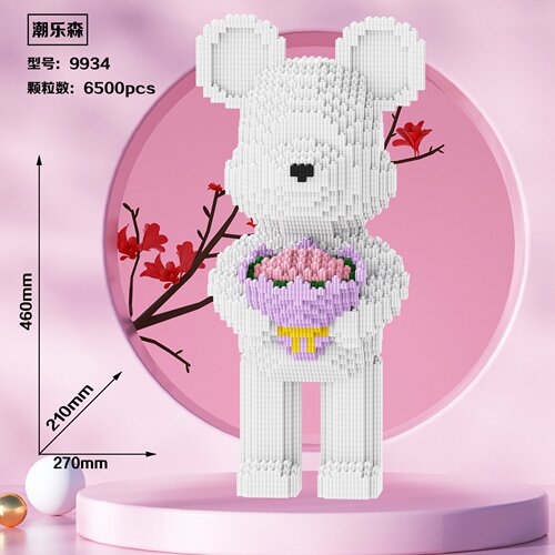 ChaoLeSen Mini Particle Building Blocks Assembly Violent Bear Brain-Teasing Adult High Difficulty 3D Puzzle Girl Toy
